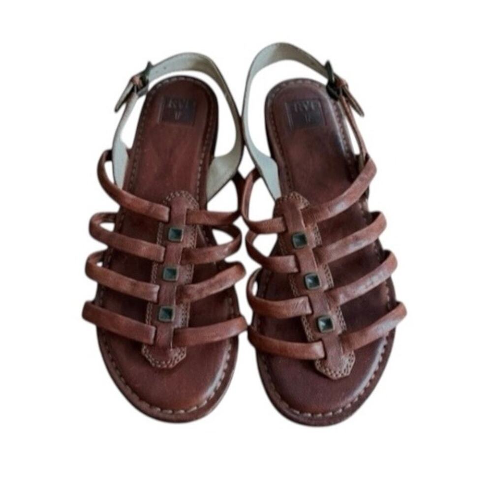 Frye Phillip Studded Leather Gladiator Sandals Brown Size 7M Boho Chic Festival